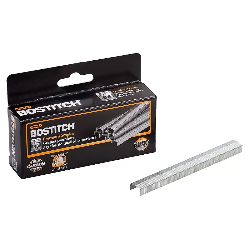 Bostitch Staples<B8 PowerCrown 1/4" Length Standard Multi-Use Staples, Full Strip, 5000/Box, 100 Boxes/Carton (STCRP21151/4PC)