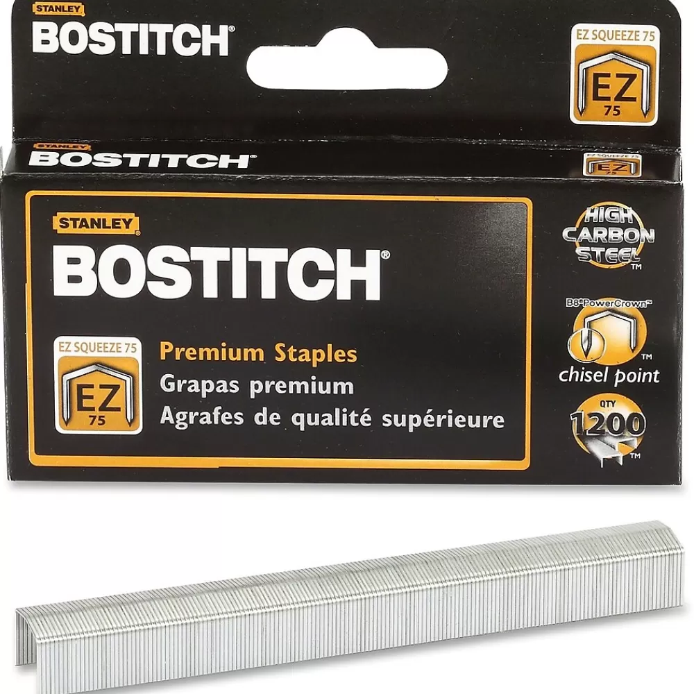 Bostitch Staples<B8 PowerCrown EZ Squeeze 75 Staples for B875 Staplers, 1,200/Box (STCR75XHC)
