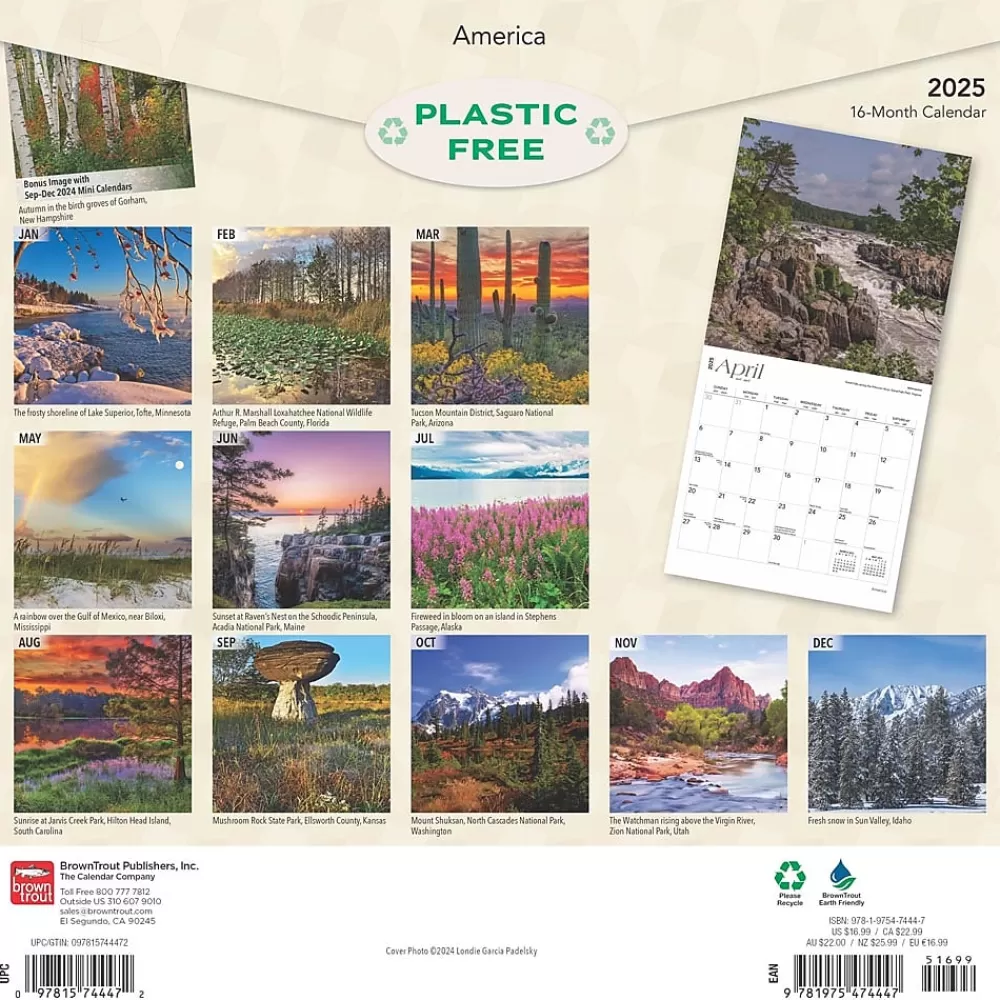 BrownTrout 2025 Calendars<2025 America 12" x 12" Monthly Square Wall Calendar (9781975474447)