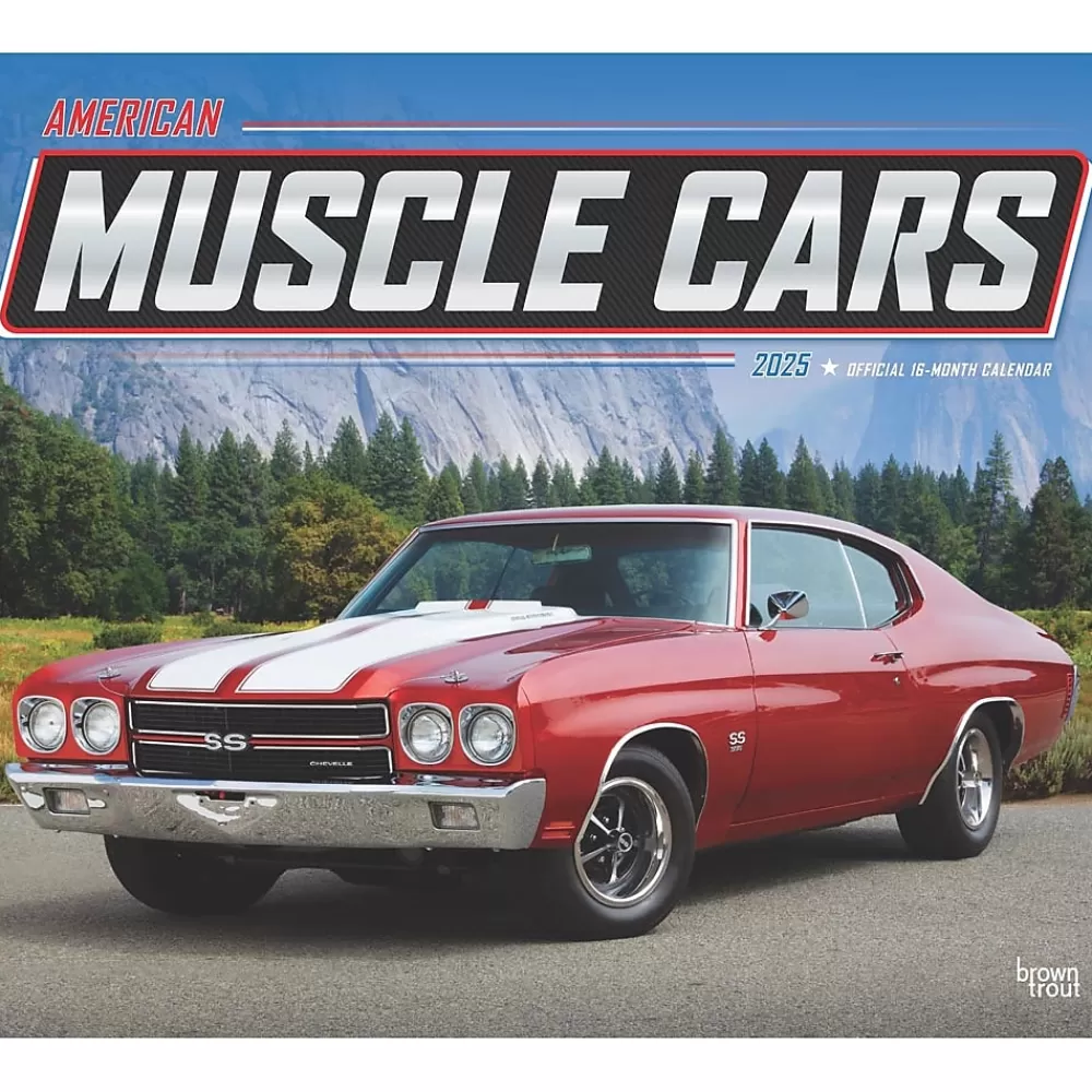 BrownTrout 2025 Calendars<2025 American Muscle Cars 7" x 12" Monthly Deluxe Wall Calendar (9781975479398)