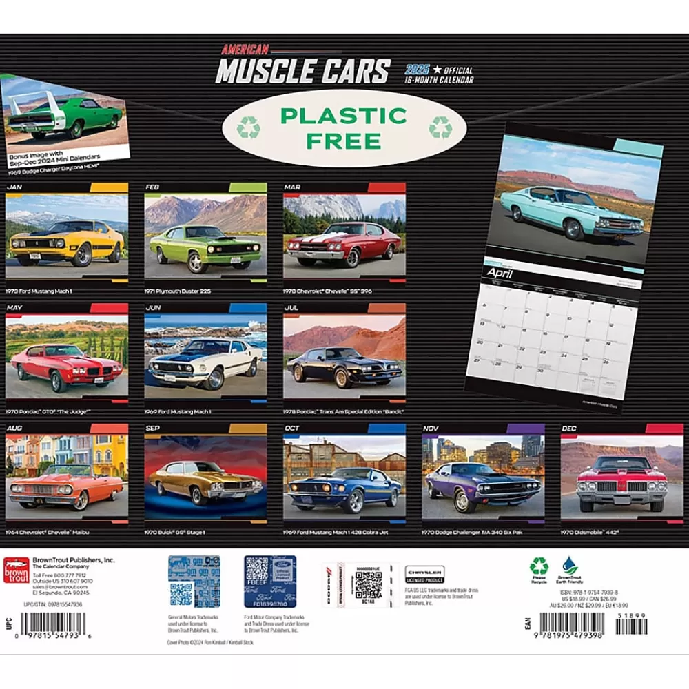 BrownTrout 2025 Calendars<2025 American Muscle Cars 7" x 12" Monthly Deluxe Wall Calendar (9781975479398)