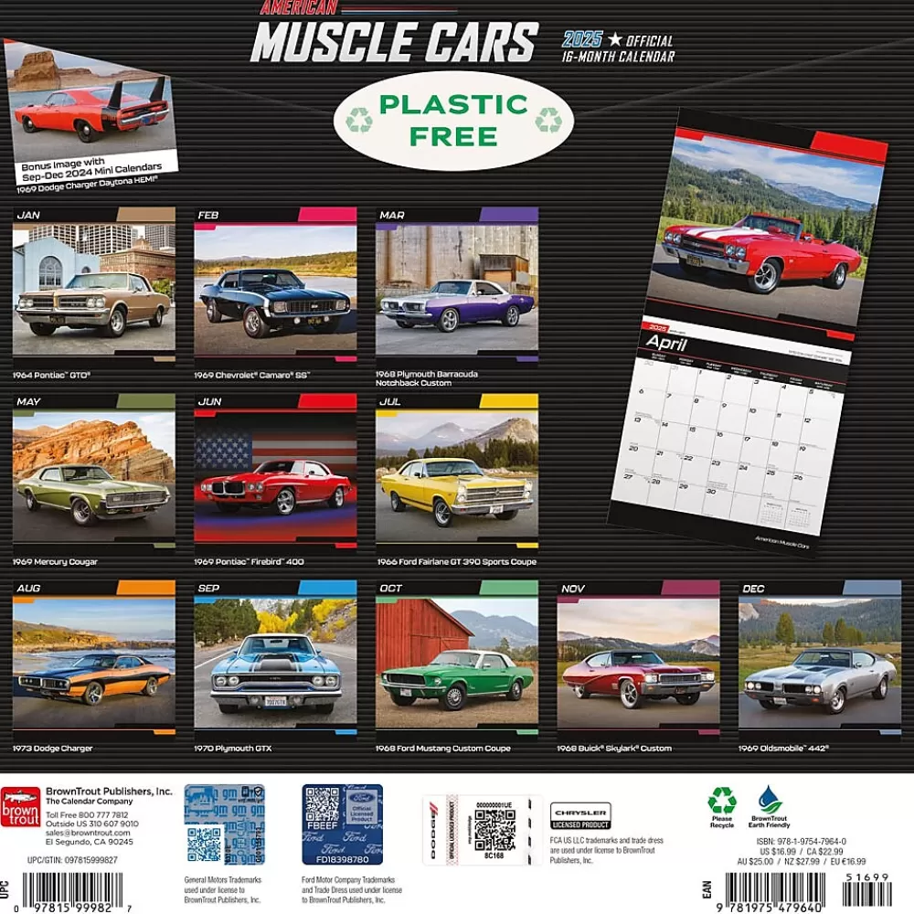 BrownTrout 2025 Calendars<2025 American Muscle Cars 12" x 12" Monthly Square Wall Calendar (9781975479640)