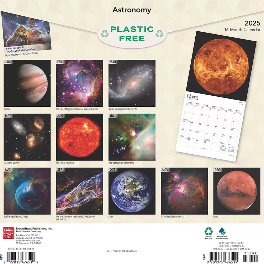 BrownTrout 2025 Calendars<2025 Astronomy 12" x 12" Monthly Wall Calendar (9781975476519)