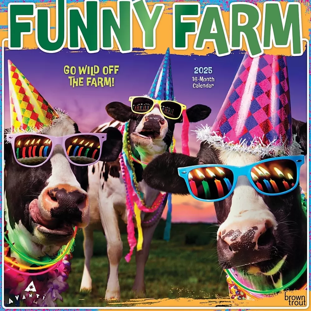 BrownTrout 2025 Calendars<2025 Avanti Funny Farm 12" x 12" Monthly Square Wall Calendar (9781975479688)