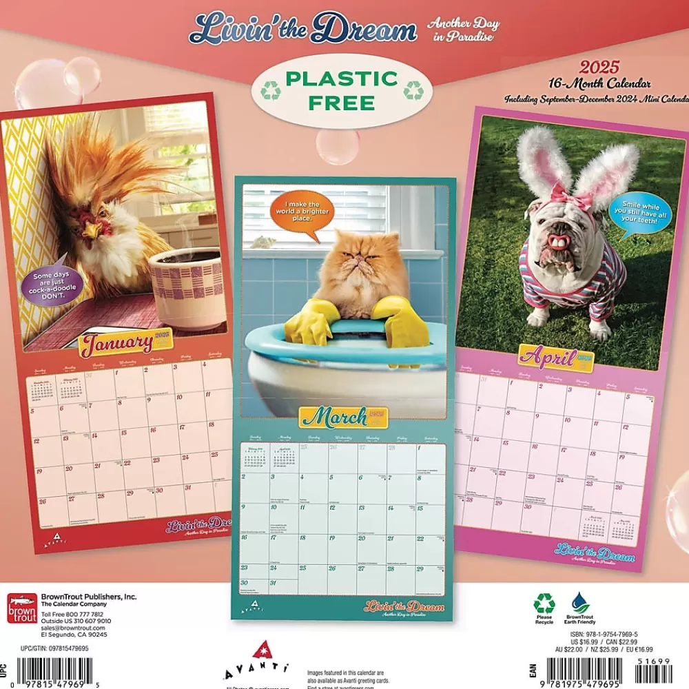 BrownTrout 2025 Calendars<2025 Avanti Livin' the Dream 12" x 12" Monthly Square Wall Calendar (9781975479695)