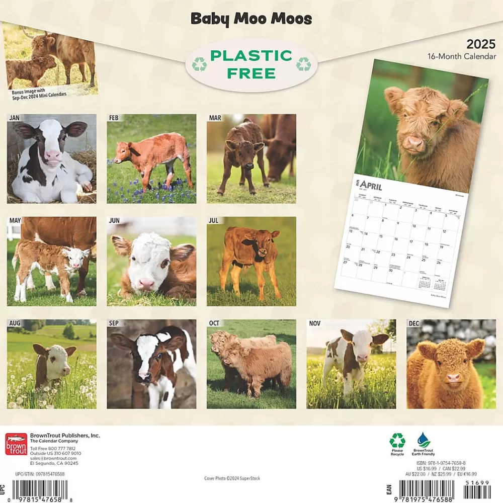 BrownTrout 2025 Calendars<2025 Baby Moo Moos 12" x 12" Monthly Wall Calendar (9781975476588)