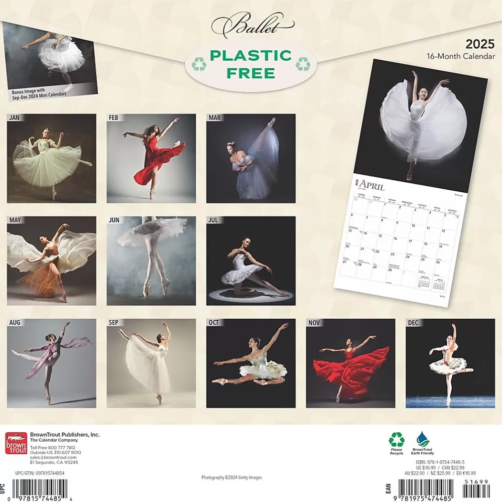 BrownTrout 2025 Calendars<2025 Ballet 12" x 12" Monthly Square Wall Calendar (9781975474485)