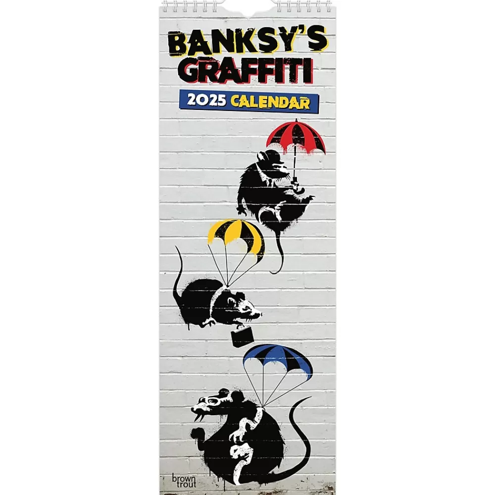 BrownTrout 2025 Calendars<2025 Banksy's Graffiti 6.75" x 16.5" Monthly Slimline Wall Calendar (9781975480677)