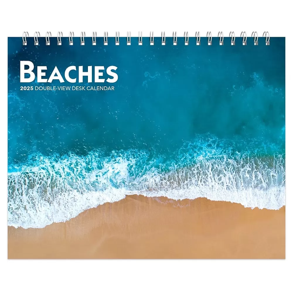 BrownTrout 2025 Calendars<2025 Beaches 7.5" x 6" Monthly Double-View Easel Desk Calendar (9781975478445)