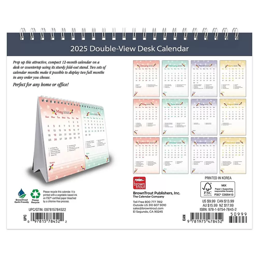 BrownTrout 2025 Calendars<2025 Busy Bees 7.5" x 6" Monthly Double-View Easel Desk Calendar (9781975478452)