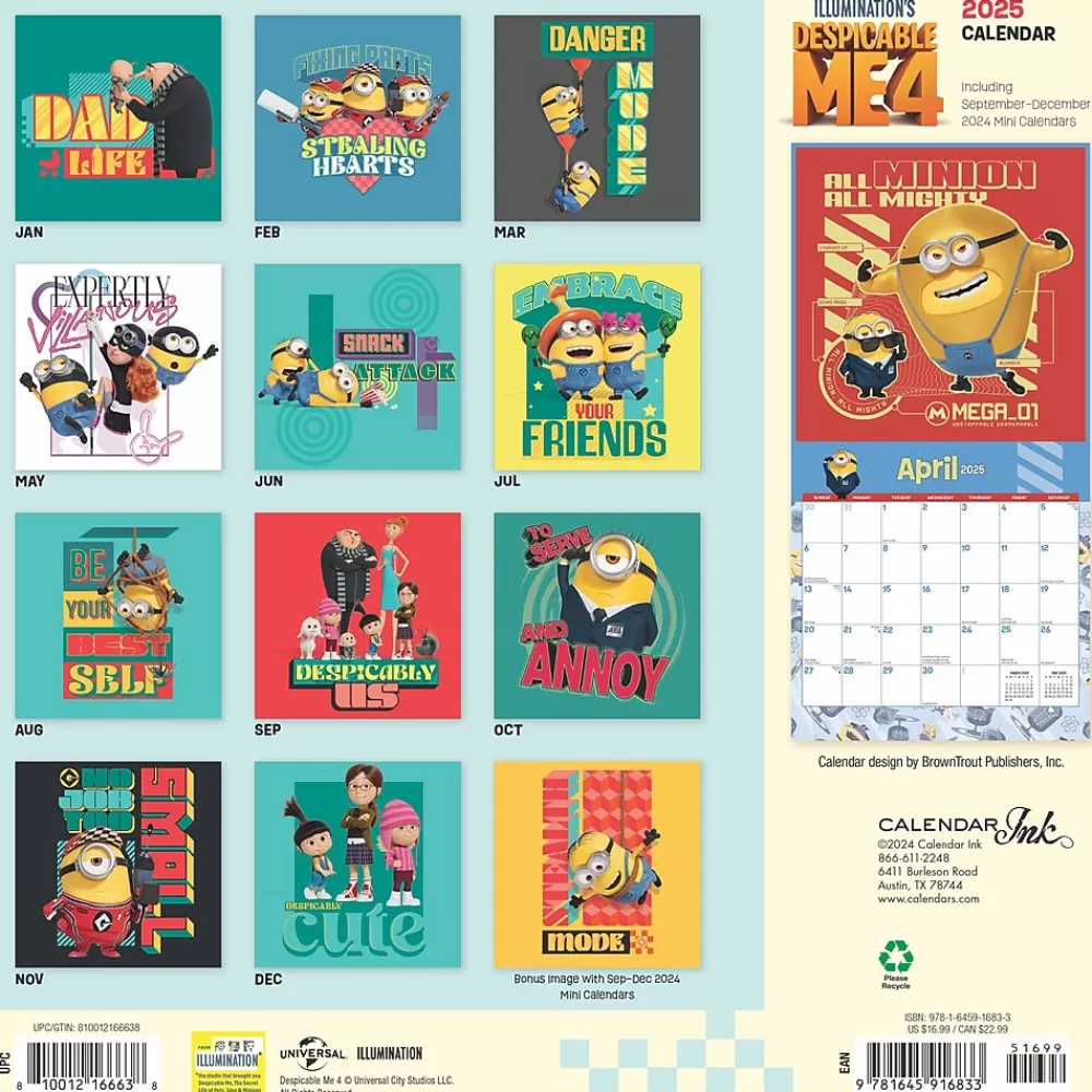 BrownTrout 2025 Calendars<2025 Despicable Me 12" x 24" Monthly Square Wall Calendar, (9781645916833)