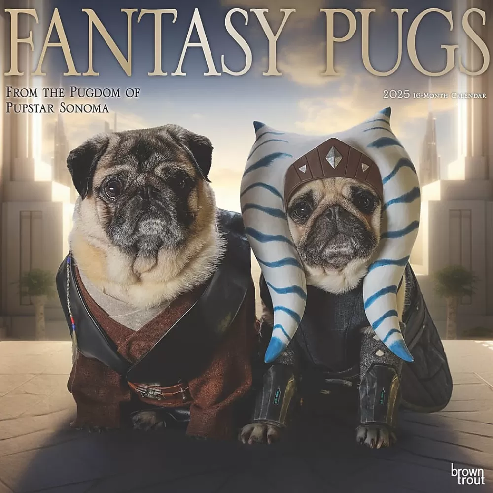 BrownTrout 2025 Calendars<2025 Fantasy Pugs 12" x 12" Monthly Square Wall Calendar (9781975479824)