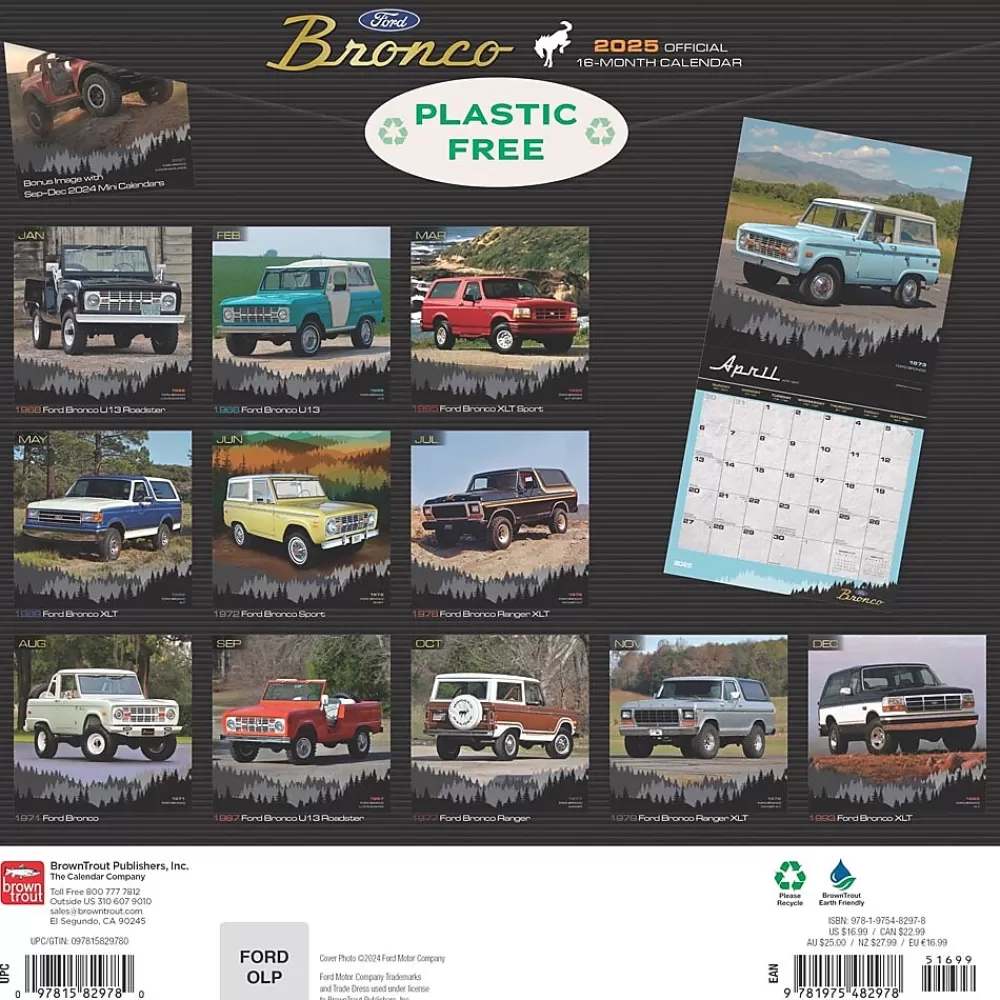 BrownTrout 2025 Calendars<2025 Ford Bronco 12" x 12" Monthly Square Wall Calendar (9781975482978)