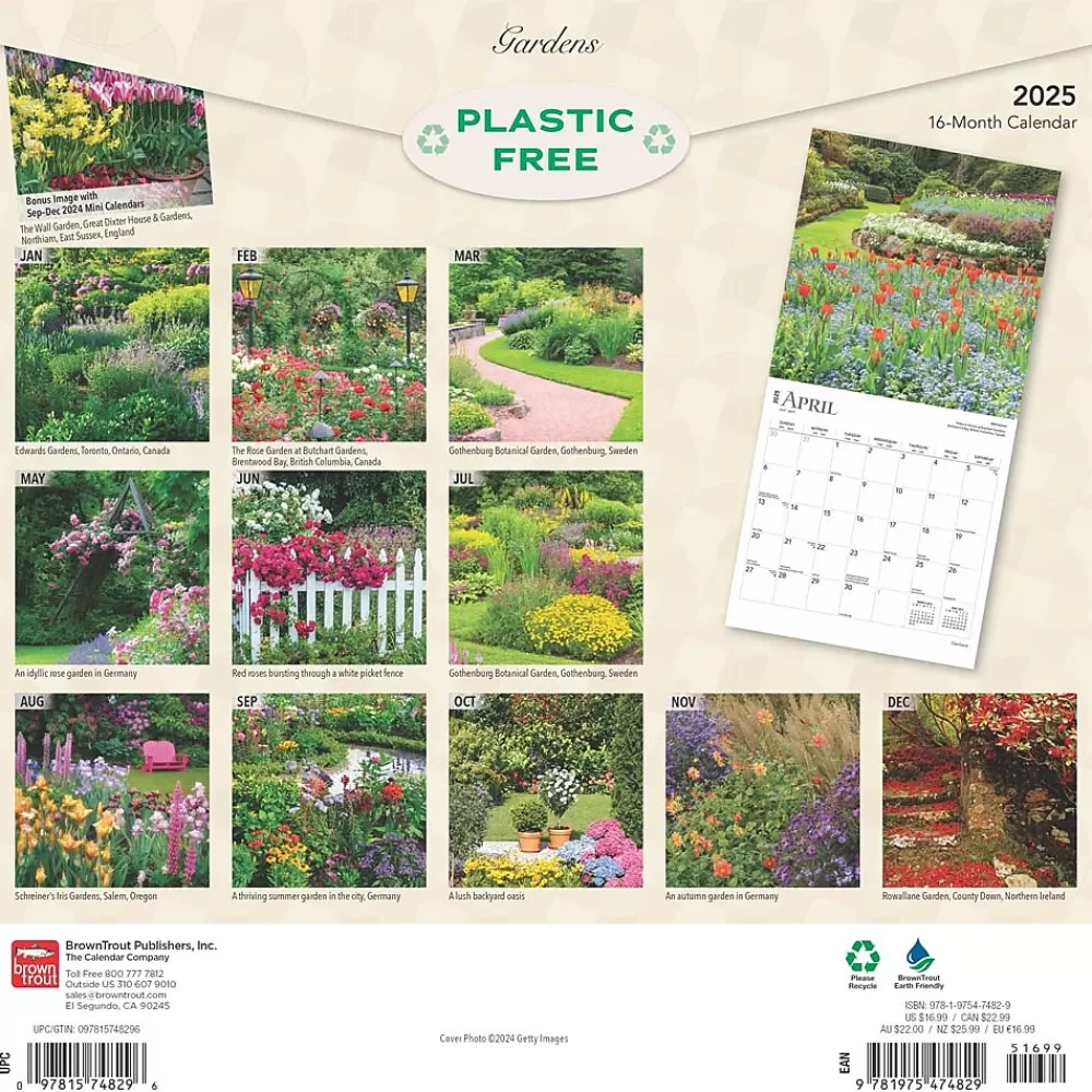 BrownTrout 2025 Calendars<2025 Gardens 12" x 12" Monthly Wall Calendar (9781975474829)