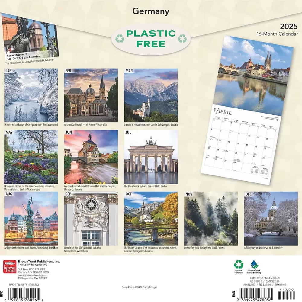 BrownTrout 2025 Calendars<2025 Germany 12" x 12" Monthly Wall Calendar (9781975478056)