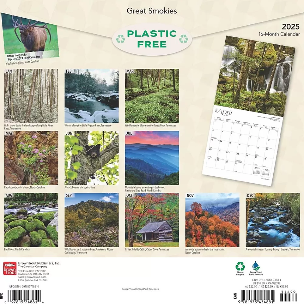 BrownTrout 2025 Calendars<2025 Great Smokies 12" x 12" Monthly Wall Calendar (9781975474881)