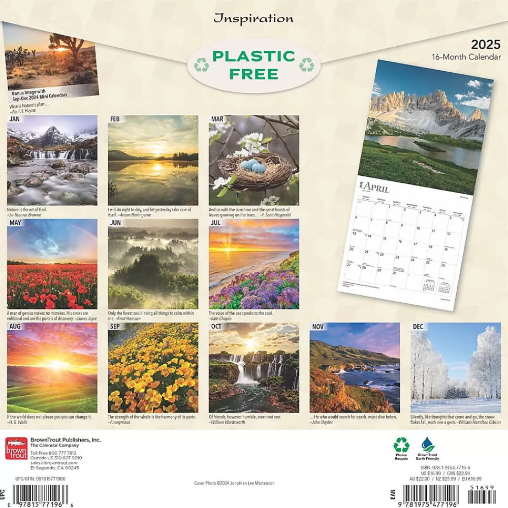 BrownTrout 2025 Calendars<2025 Inspiration 12" x 12" Monthly Wall Calendar (9781975477196)