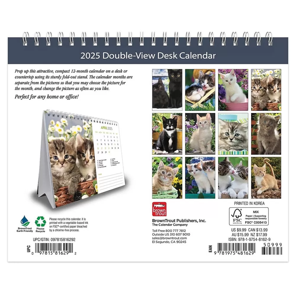 BrownTrout 2025 Calendars<2025 Kittens 7.5" x 6" Monthly Desk Calendar (9781975481629)