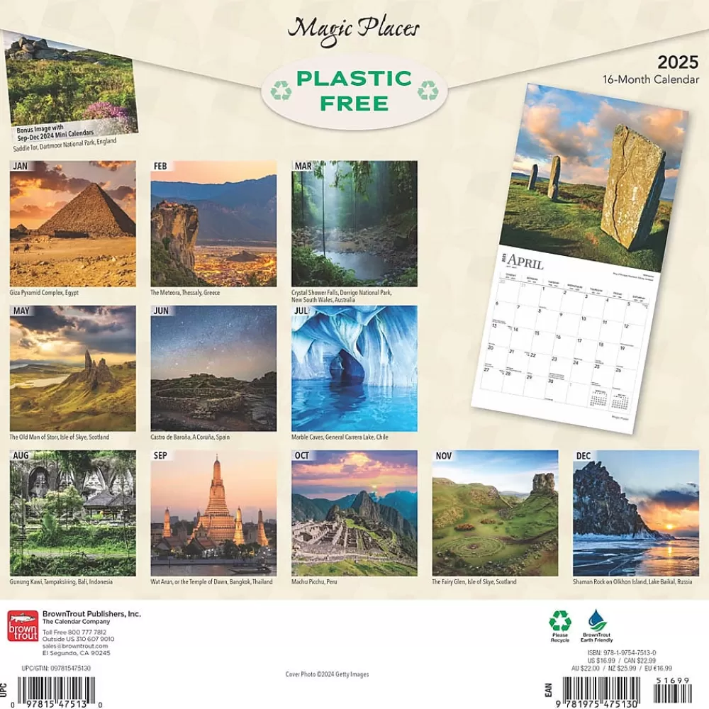 BrownTrout 2025 Calendars<2025 Magic Places 12" x 12" Monthly Square Wall Calendar (9781975475130)