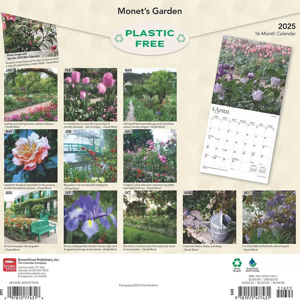 BrownTrout 2025 Calendars<2025 Monet's Garden 12" x 12" Monthly Wall Calendar (9781975477431)