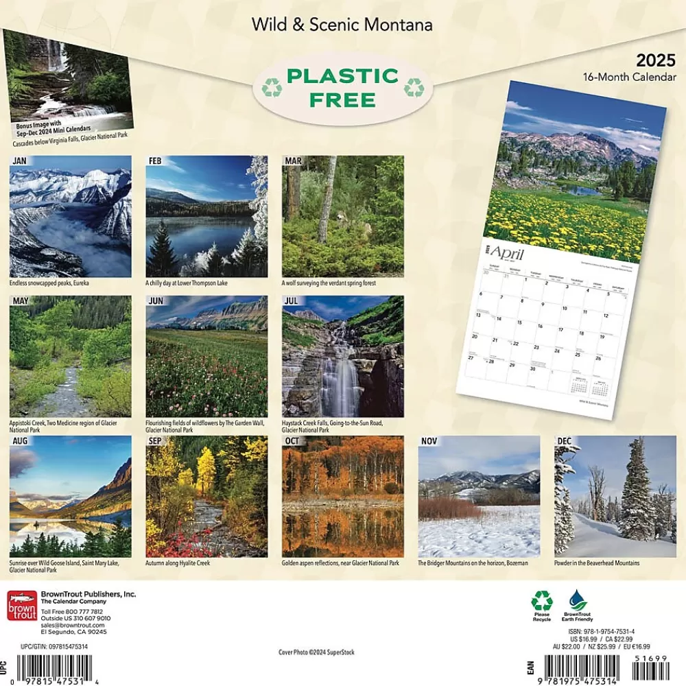 BrownTrout 2025 Calendars<2025 Montana Wild & Scenic 12" x 12" Monthly Wall Calendar (9781975475314)