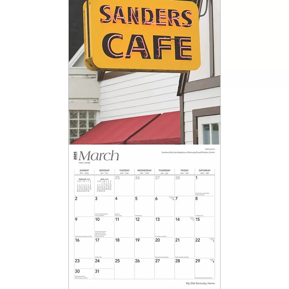 BrownTrout 2025 Calendars<2025 My Old Kentucky Home Kentucky Places 12" x 12" Monthly Square Wall Calendar (9781975482992)