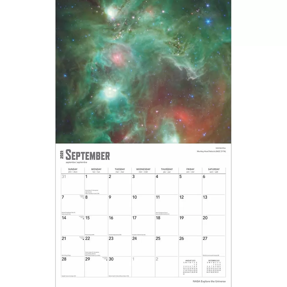 BrownTrout 2025 Calendars<2025 NASA Explore the Universe 7" x 12" Monthly Deluxe Wall Calendar (9781975473105)