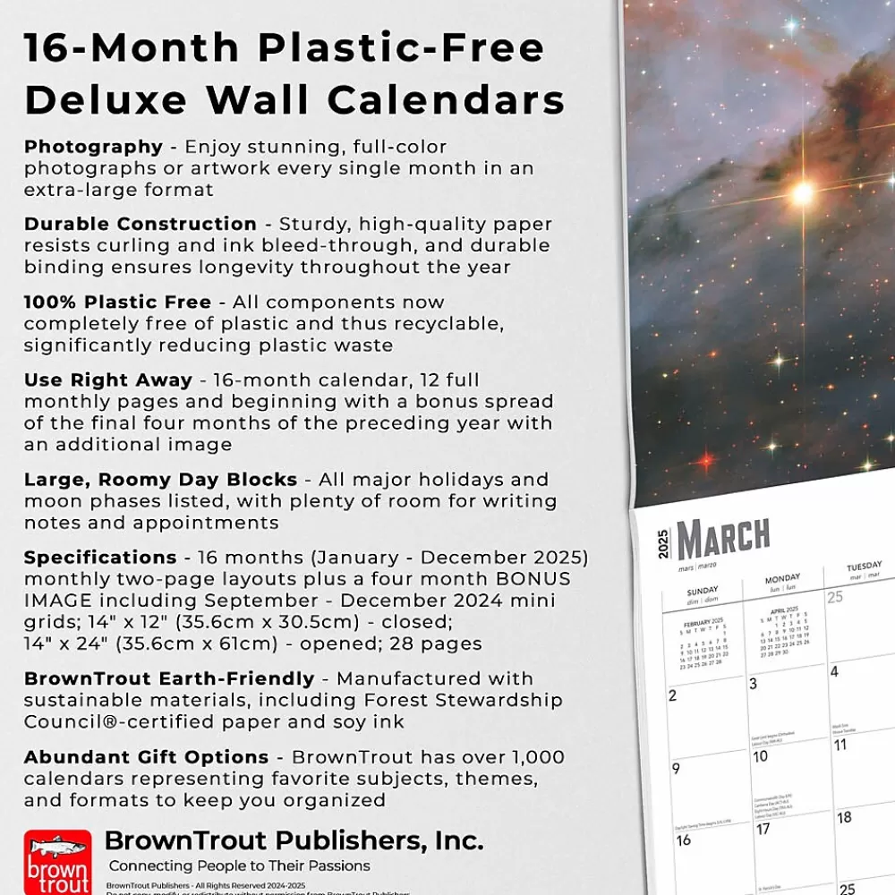 BrownTrout 2025 Calendars<2025 NASA Explore the Universe 7" x 12" Monthly Deluxe Wall Calendar (9781975473105)