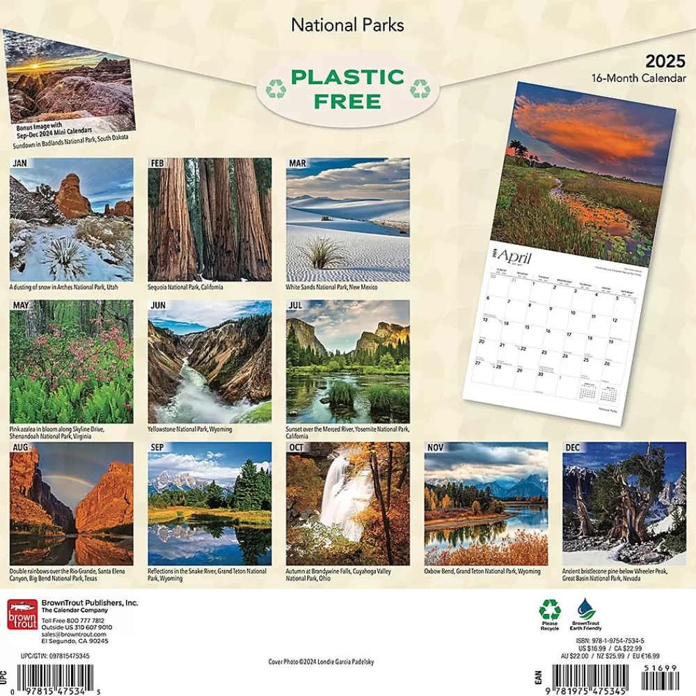 BrownTrout 2025 Calendars<2025 National Parks 12" x 12" Monthly Wall Calendar (9781975475345)