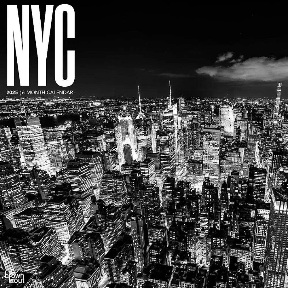 BrownTrout 2025 Calendars<2025 New York City Black & White 12" x 12" Monthly Square Wall Calendar (9781975475420)