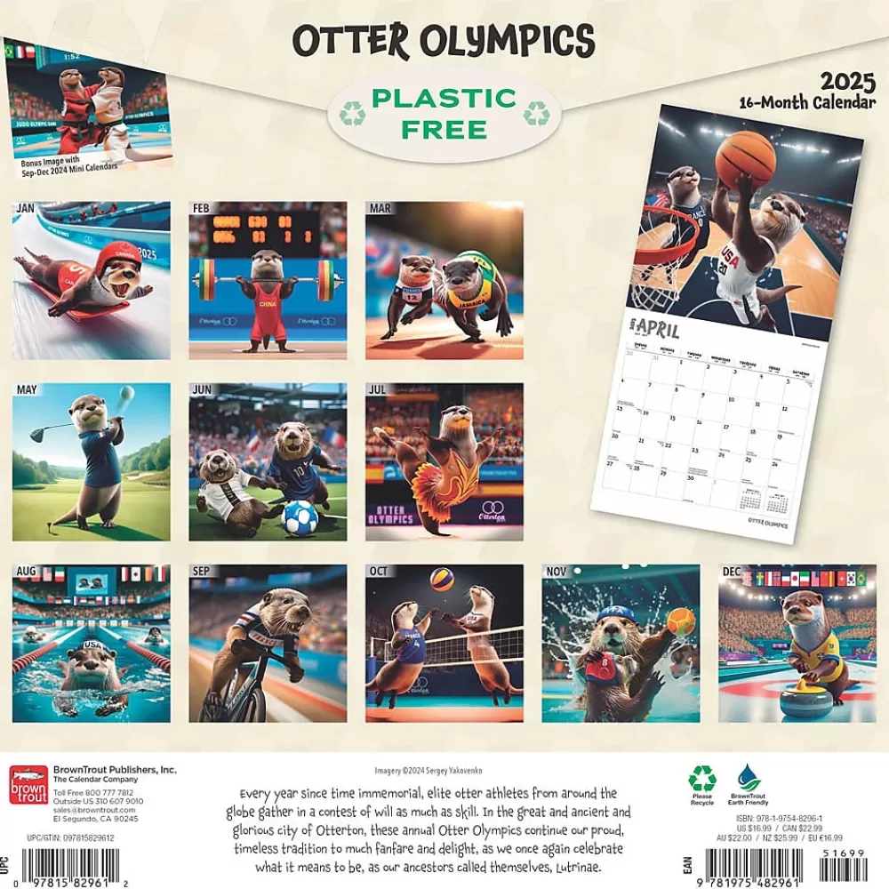 BrownTrout 2025 Calendars<2025 Otter Olympics 12" x 12" Monthly Wall Calendar (9781975482961)