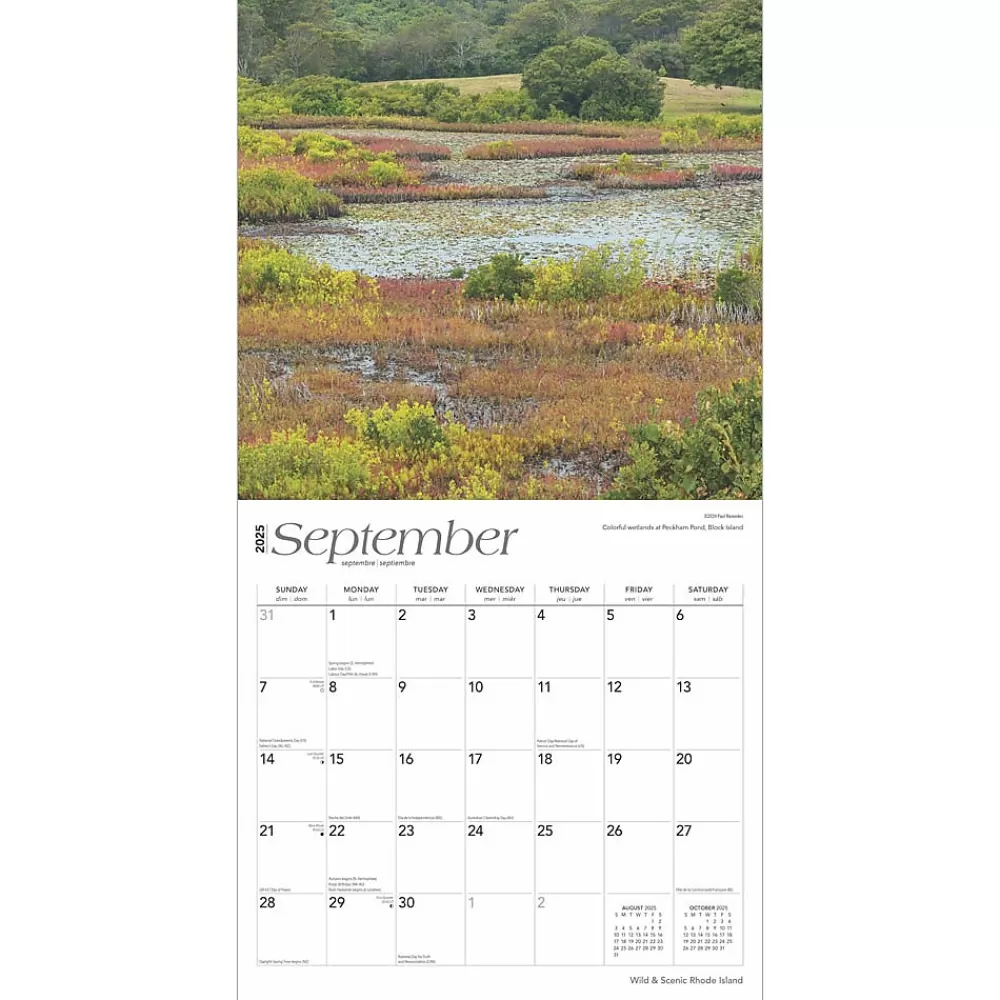 BrownTrout 2025 Calendars<2025 Rhode Island Wild & Scenic 12" x 24" Monthly Square Wall Calendar, (9781975475611)