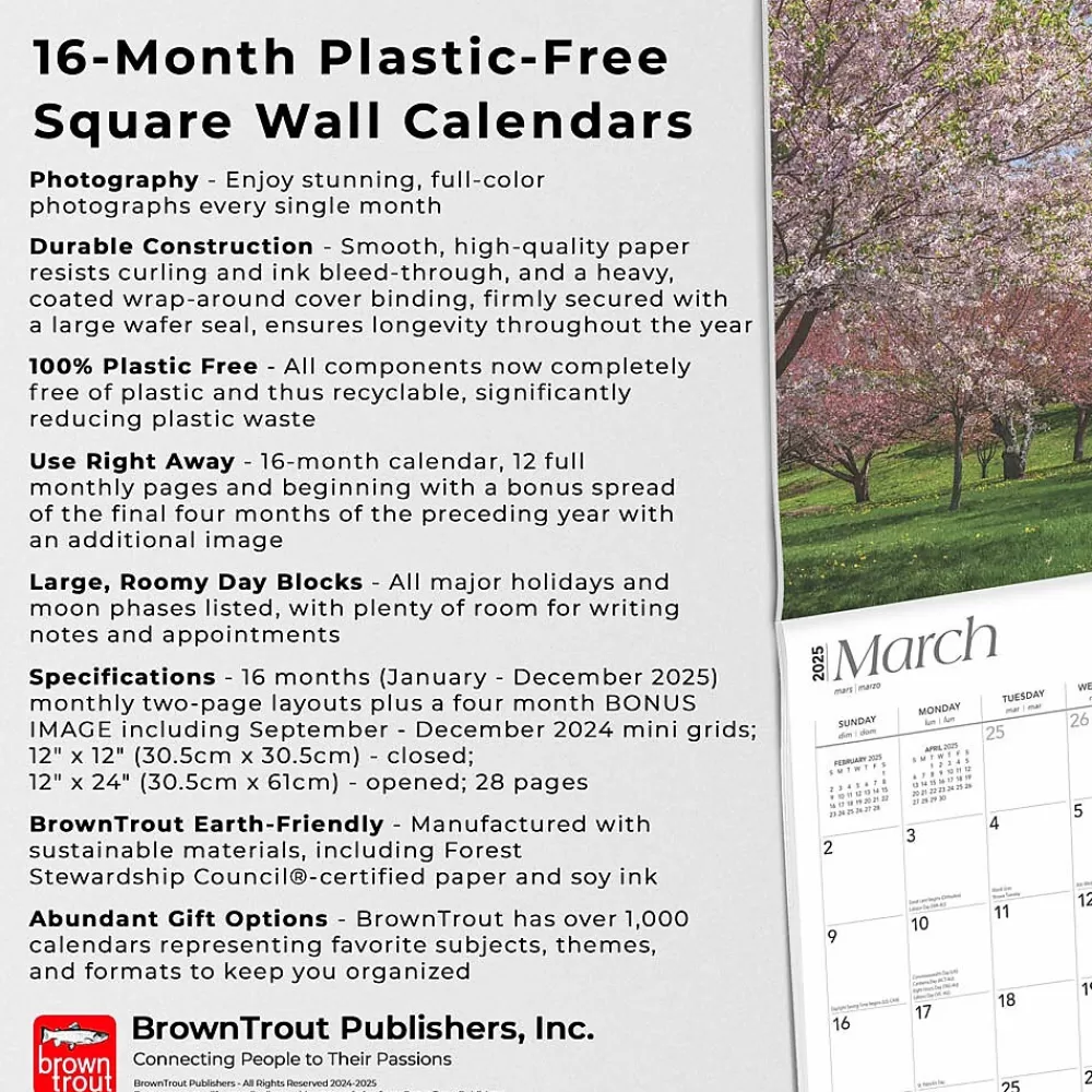 BrownTrout 2025 Calendars<2025 Rhode Island Wild & Scenic 12" x 24" Monthly Square Wall Calendar, (9781975475611)