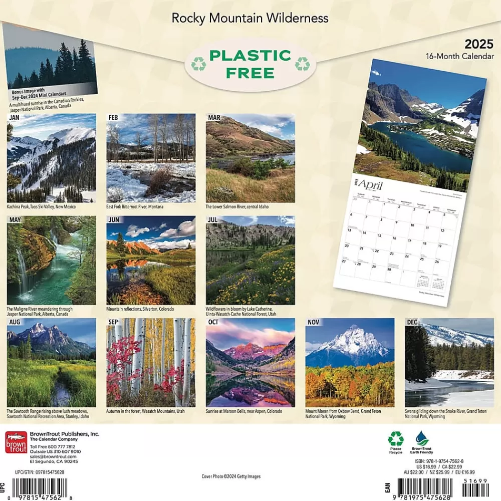 BrownTrout 2025 Calendars<2025 Rocky Mountain Wilderness 12" x 12" Monthly Wall Calendar (9781975475628)