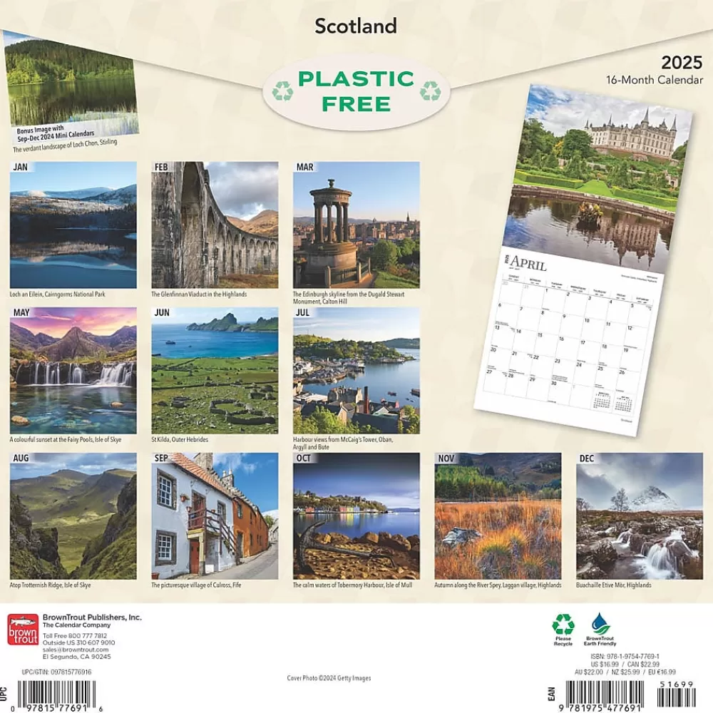 BrownTrout 2025 Calendars<2025 Scotland 12" x 12" Monthly Wall Calendar (9781975477691)