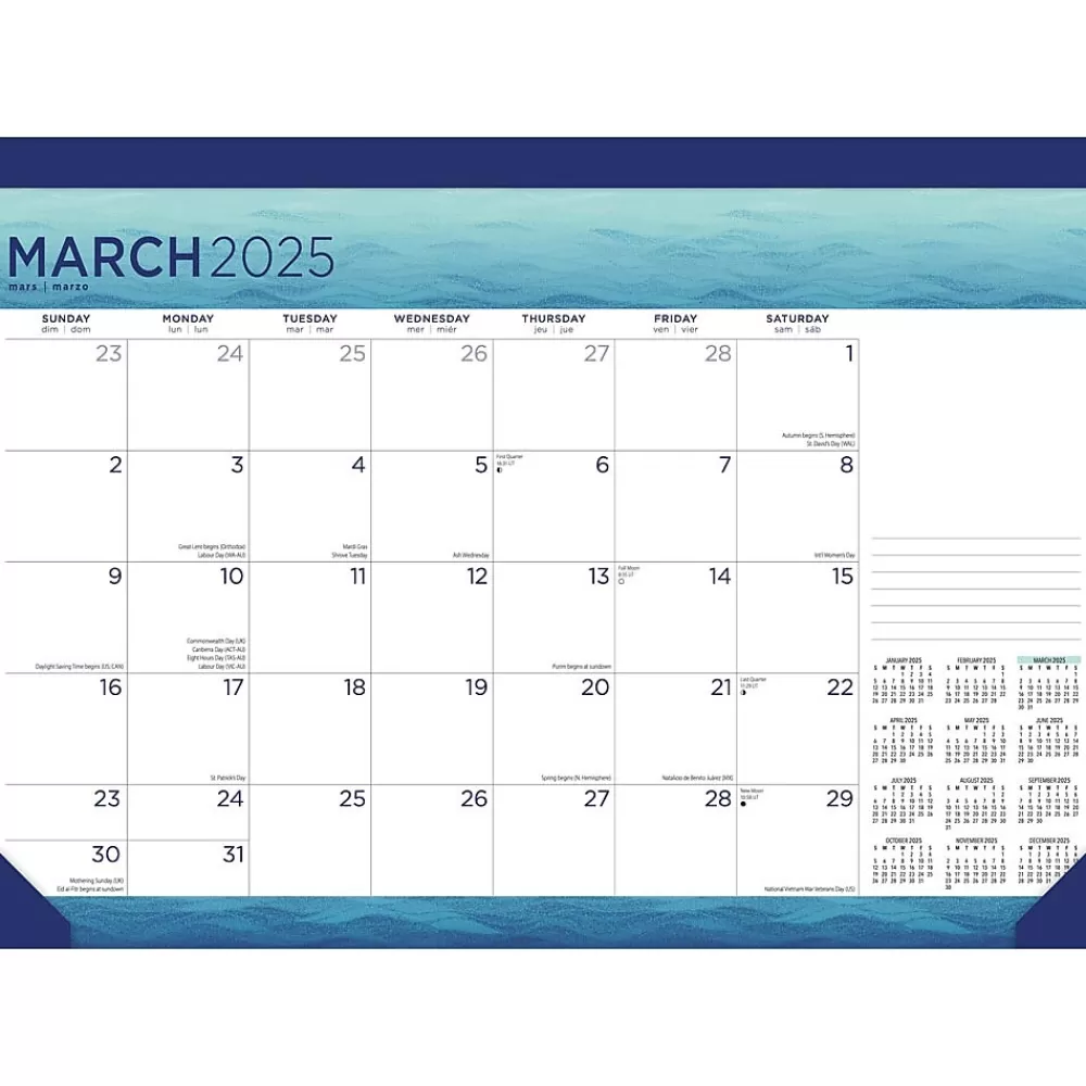 BrownTrout 2025 Calendars<2025 Seaside Currents 17" x 12" Monthly Desk Pad Calendar (9781975481285)