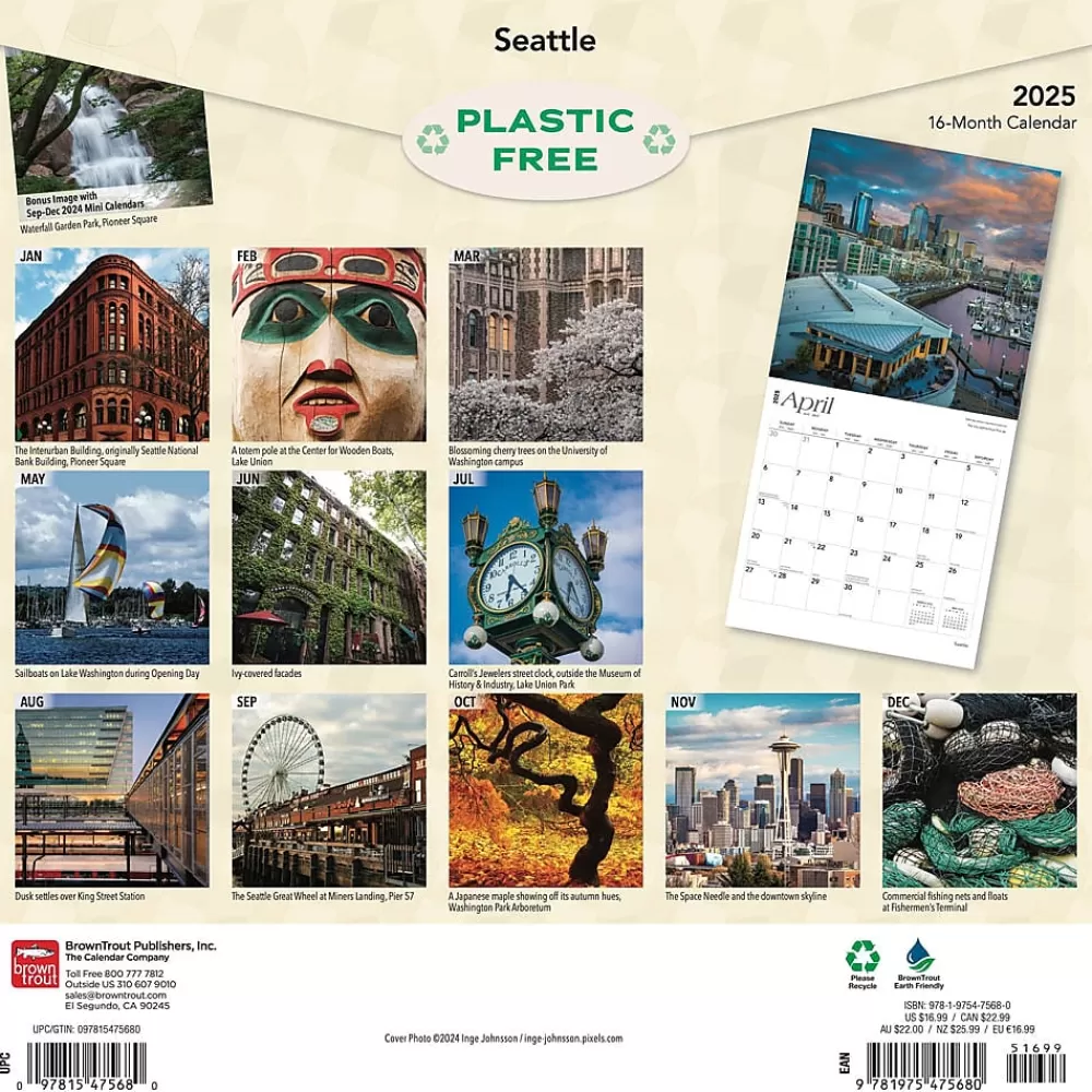 BrownTrout 2025 Calendars<2025 Seattle 12" x 12" Monthly Wall Calendar (9781975475680)