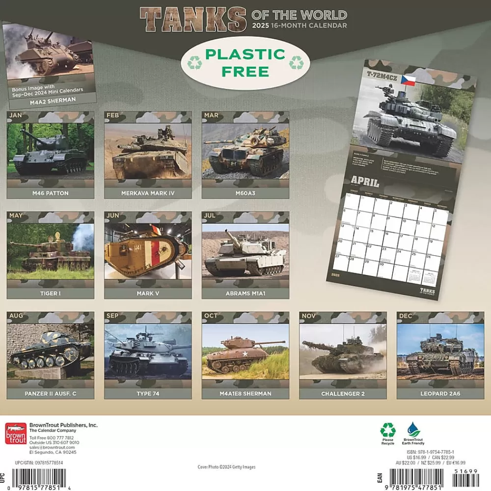 BrownTrout 2025 Calendars<2025 Tanks of the World 12" x 12" Monthly Square Wall Calendar (9781975477851)