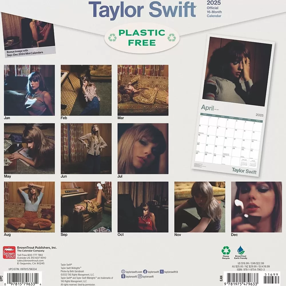 BrownTrout 2025 Calendars<2025 Taylor Swift OFFICIAL 12" x 24" Monthly Square Wall Calendar (9781975479633)