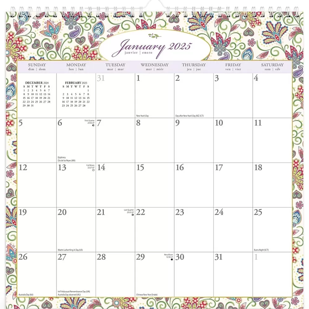 BrownTrout 2025 Calendars<2025 Tuscan Delight 12" x 12" Monthly Wire-O Wall Calendar (9781975478513)