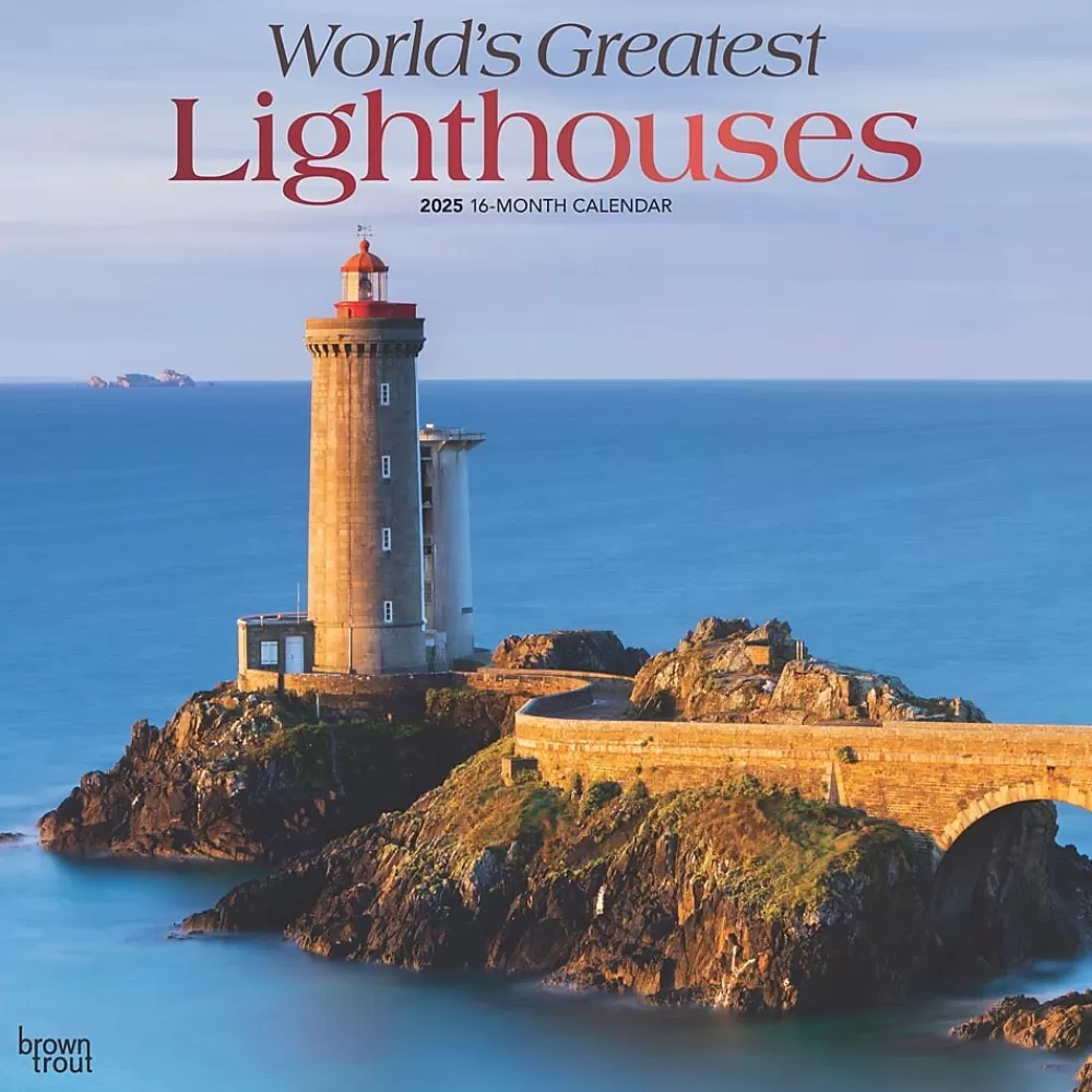 BrownTrout 2025 Calendars<2025 World's Greatest Lighthouses 12" x 24" Monthly Square Wall Calendar, (9781975475970)