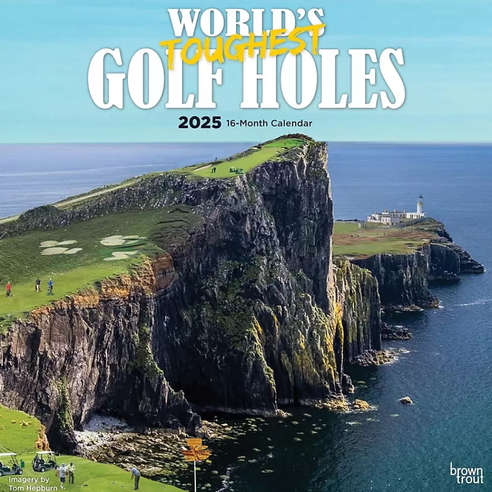 BrownTrout 2025 Calendars<2025 World's Toughest Golf Holes 12" x 24" Monthly Square Wall Calendar, (9781975479855)