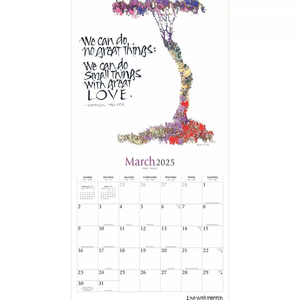 Brush Dance 2025 Calendars<2025 Live with Intention 12" x 12" Monthly Square Wall Calendar (9781975480011)