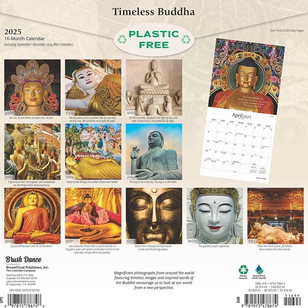 Brush Dance 2025 Calendars<2025 Timeless Buddha 12" x 12" Monthly Wall Calendar (9781975478674)
