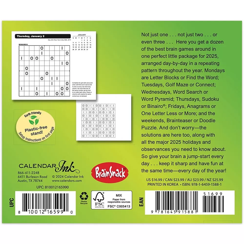 Cal Ink 2025 Calendars<2025 Brain Games 6" x 5" Day-to-Day Desktop Box Calendar (9781645915881)