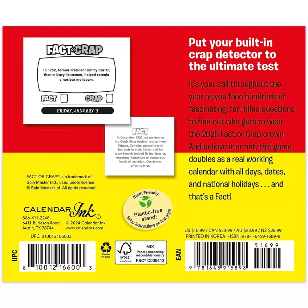 Cal Ink 2025 Calendars<2025 Fact or Crap 6" x 5" Day-to-Day Desktop Box Calendar (9781645915898)