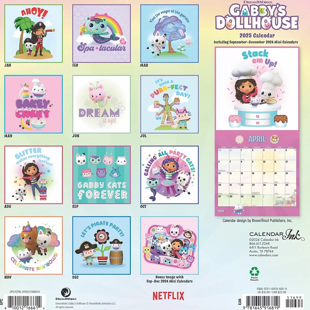 Cal Ink 2025 Calendars<2025 Gabby's Dollhouse12" x 12" Monthly Wall Calendar (9781645916819)