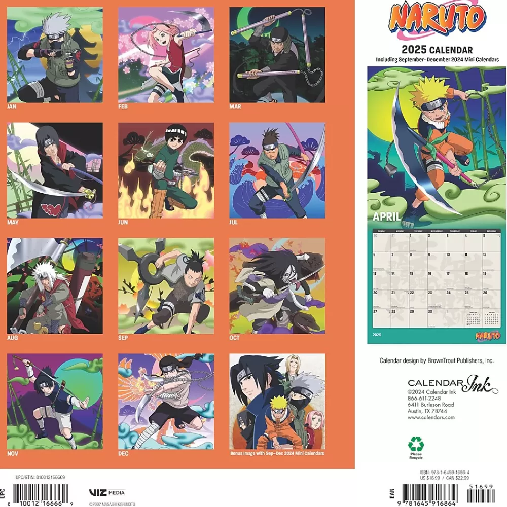 Cal Ink 2025 Calendars<2025 Naruto 12" x 12" Monthly Wall Calendar (9781645916864)