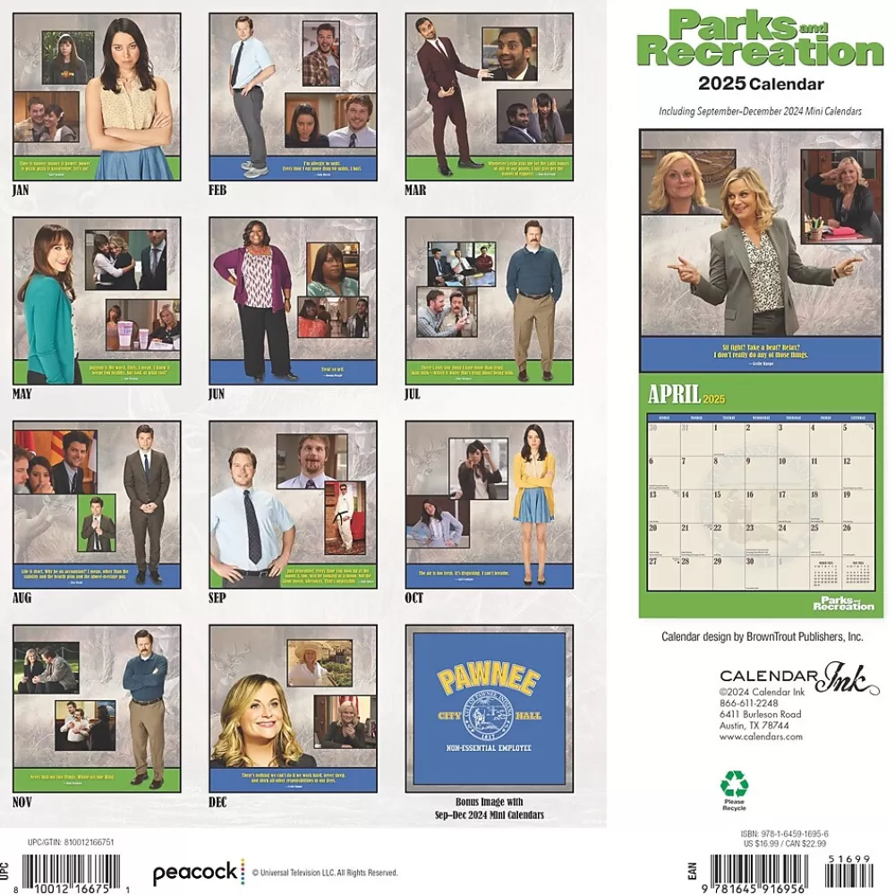 Cal Ink 2025 Calendars<2025 Parks and Recreation 12" x 12" Monthly Wall Calendar (9781645916956)