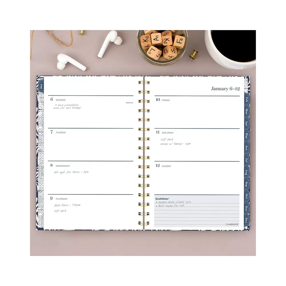 Cambridge 2025 Planners<2025 Blockprint 5.5" x 8.5" Weekly & Monthly Planner, Hardcover, Blue (1724-200-25)